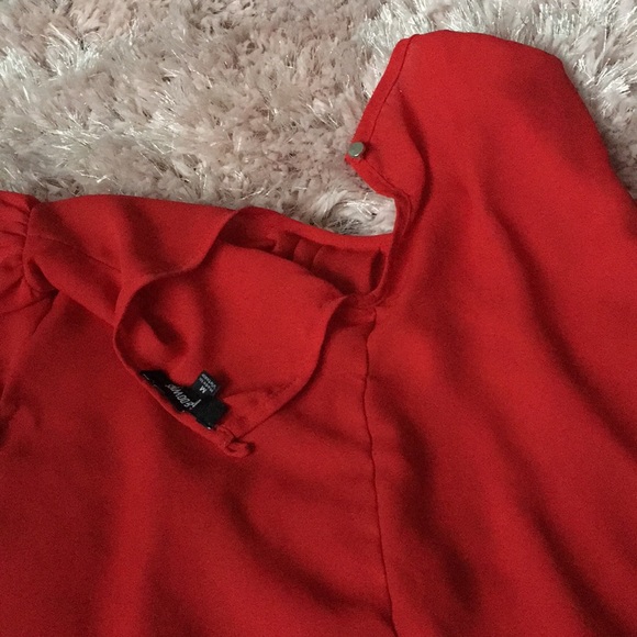 Red flowy work blouse (free with purchase) - Picture 3 of 4